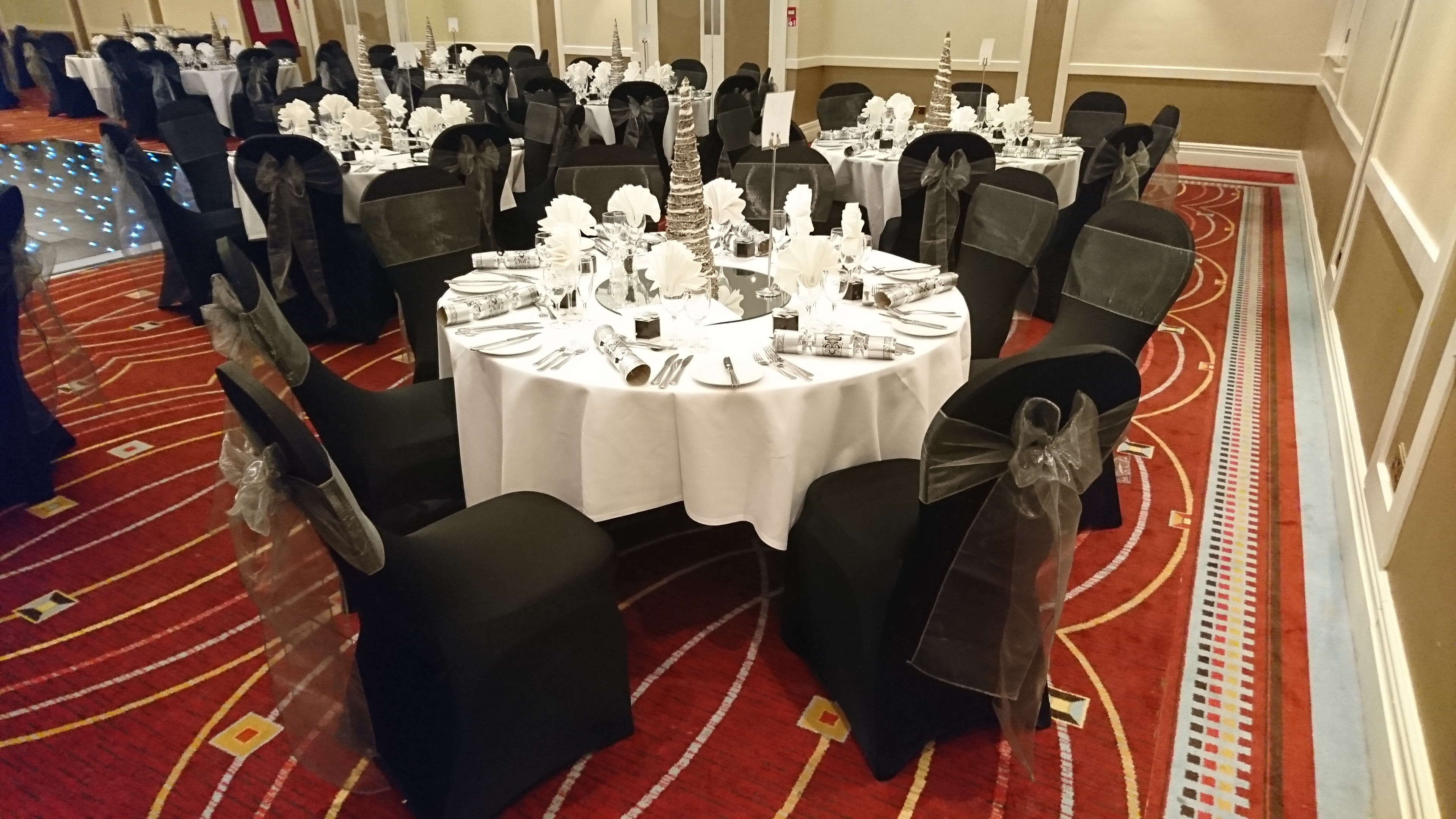 Portsmouth Marriott Black Chair Covers Grey Sash Lizard