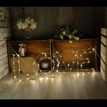 Large LED LOVE Wire Frame Word Motifs
