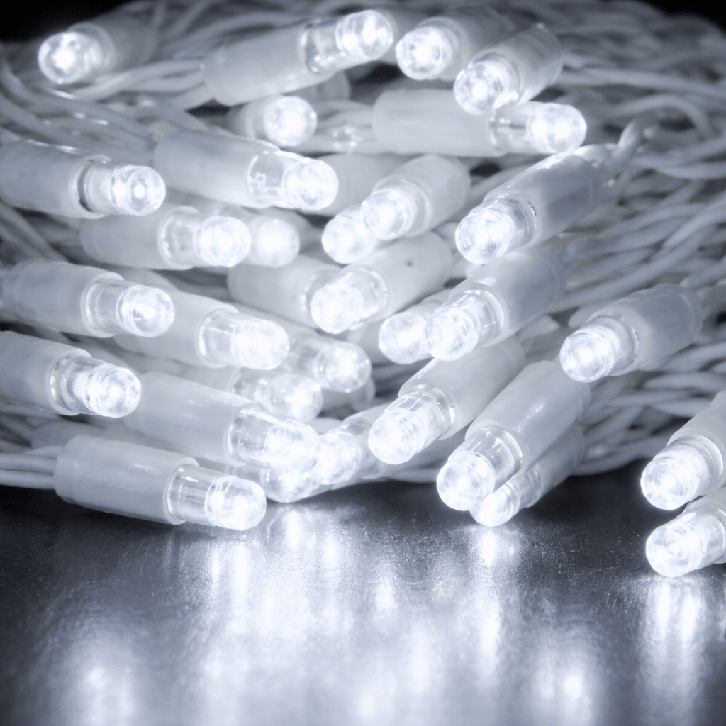 10m ConnectPro® Outdoor LED String Fairy Pea Lights, Connectable, White Cable Pure Diamond White