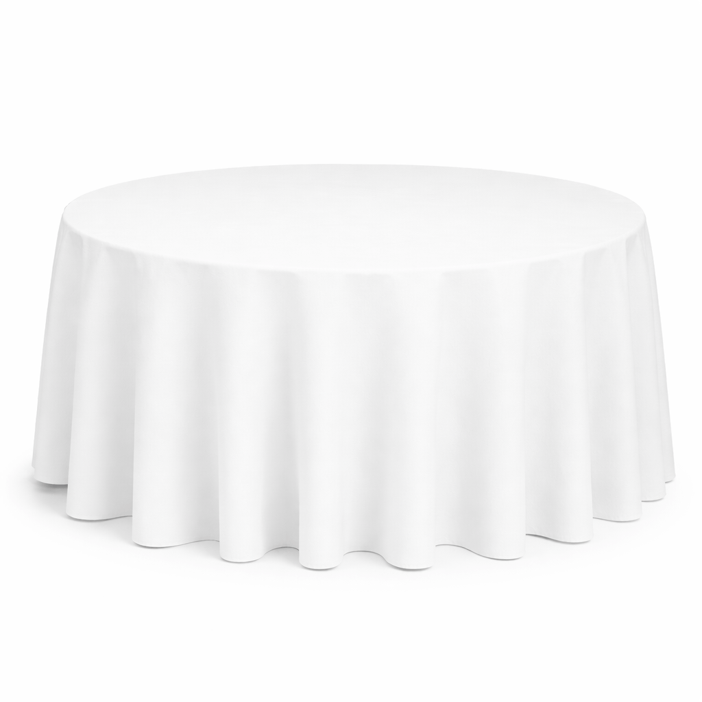 White – 90" Round Banqueting Tablecloth
